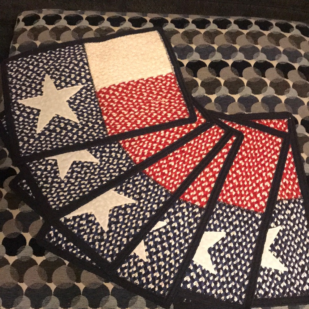 Texas Lone Star Place Mats 6 red white blue NEW